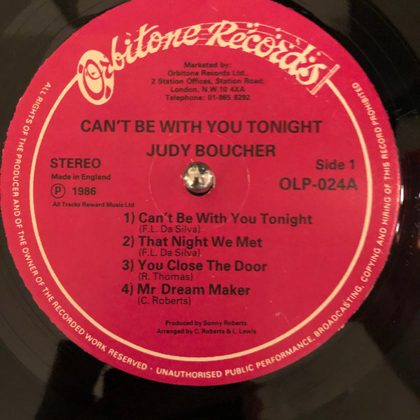 Judy Boucher - Can't Be With You Tonight | Orbitone Records (OLP 024) - 3 Judy Boucher - Can't Be With You Tonight | Orbitone Records (OLP 024) - 3
