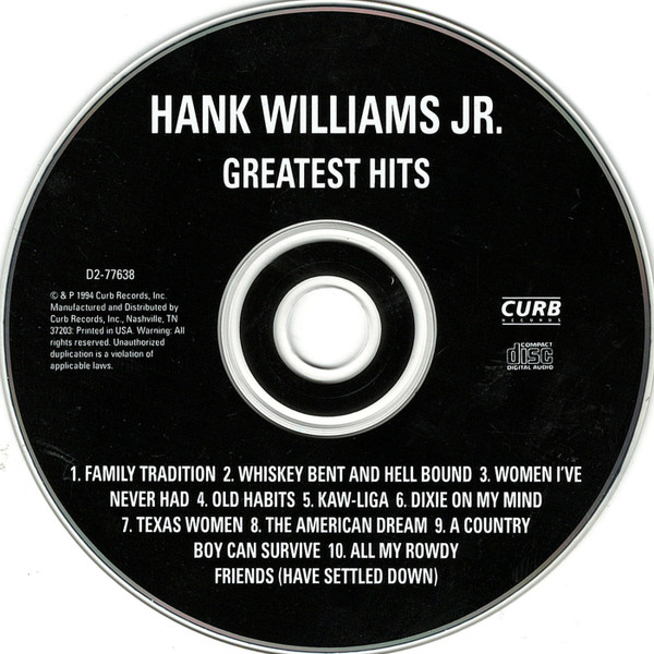 Hank Williams Jr. - Hank Williams, Jr.'s Greatest Hits | Curb Records (D2-77638) - 3 Hank Williams Jr. - Hank Williams, Jr.'s Greatest Hits | Curb Records (D2-77638) - 3