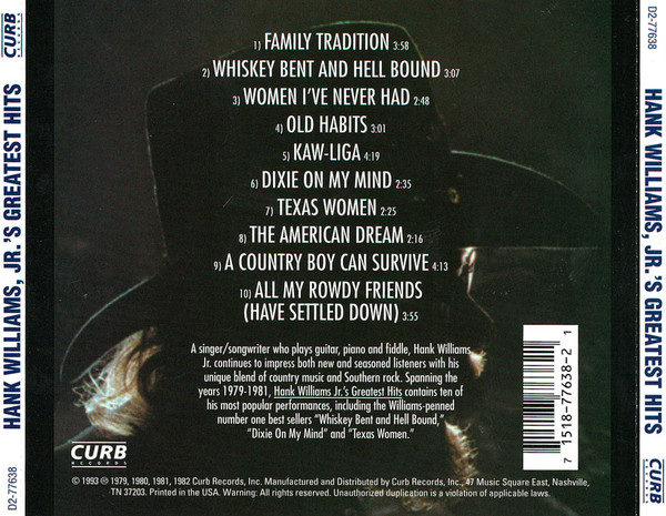 Hank Williams Jr. - Hank Williams, Jr.'s Greatest Hits | Curb Records (D2-77638) - 2 Hank Williams Jr. - Hank Williams, Jr.'s Greatest Hits | Curb Records (D2-77638) - 2