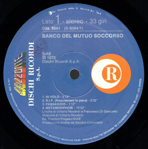 Banco Del Mutuo Soccorso - Banco Del Mutuo Soccorso | Ricordi (ORL 8041) - 3