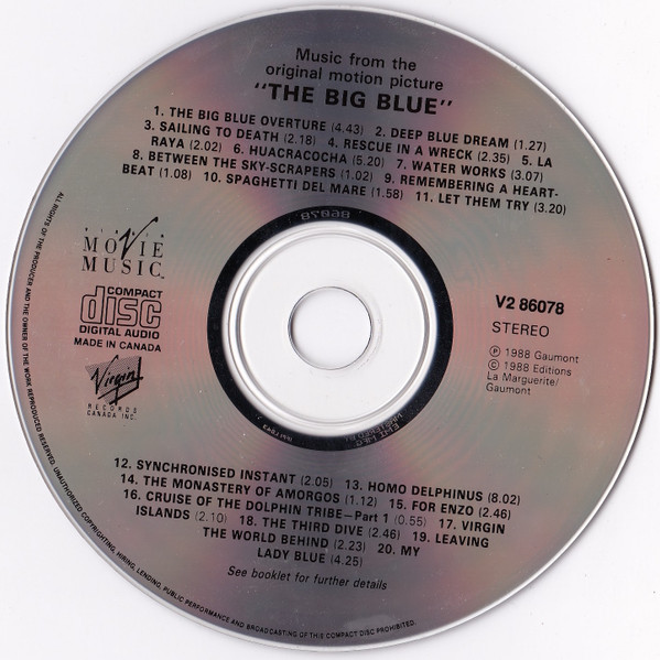 Eric Serra - Le Grand Bleu (Bande Originale Du Film De Luc Besson) | Virgin (V2 0777 7 7 86078 2 3) - 3 Eric Serra - Le Grand Bleu (Bande Originale Du Film De Luc Besson) | Virgin (V2 0777 7 7 86078 2 3) - 3