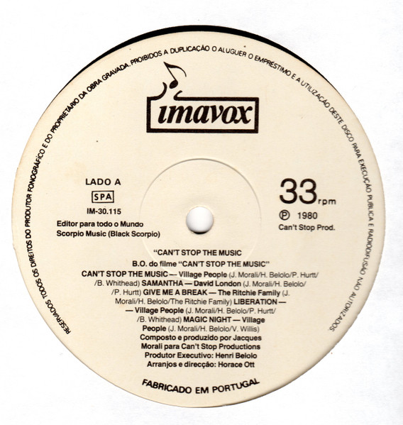 Village People - Can't Stop The Music - The Original Soundtrack Album | IMAVOX (IM-30.115) - 4