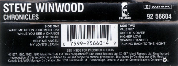 Steve Winwood - Chronicles | Island Records (92 56604) - 2 Steve Winwood - Chronicles | Island Records (92 56604) - 2