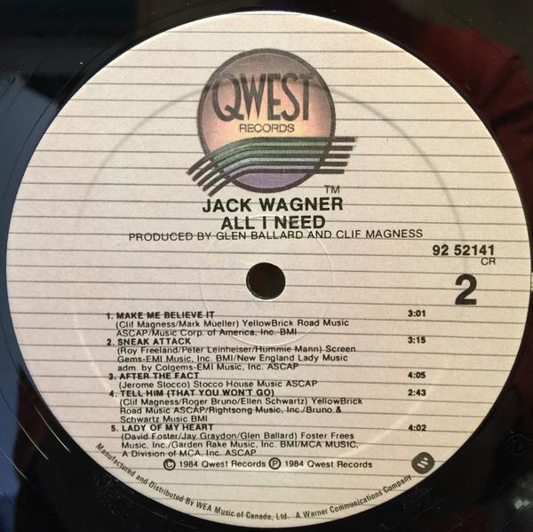 Jack Wagner - All I Need | Qwest Records (92-52141) - 4 Jack Wagner - All I Need | Qwest Records (92-52141) - 4