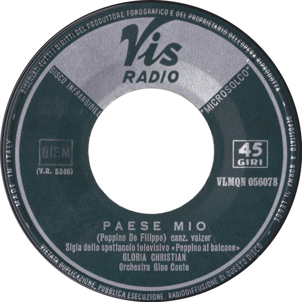 Gloria Christian Con Gino Conte E La Sua Orchestra - Paese Mio | Vis Radio (VLMQN 056078) - 4
