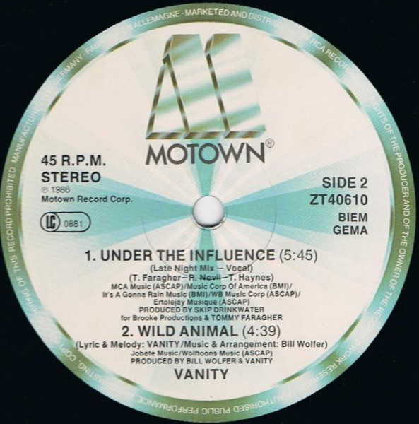 Vanity - Under The Influence | Motown (ZT 40610) - 4