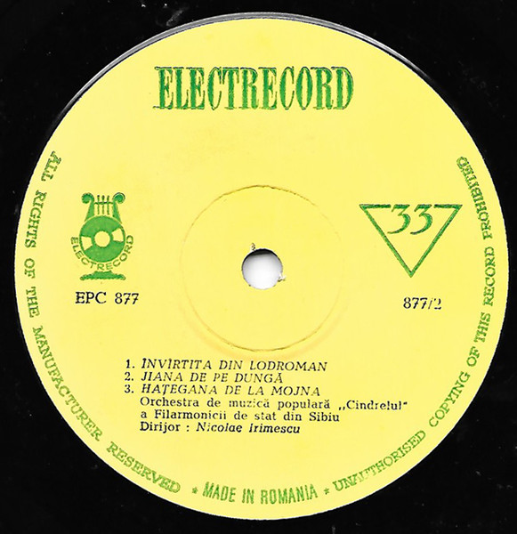 Orchestra Cindrelul - Jocuri Populare Din Sibiu | Electrecord (EPC 877) - 4