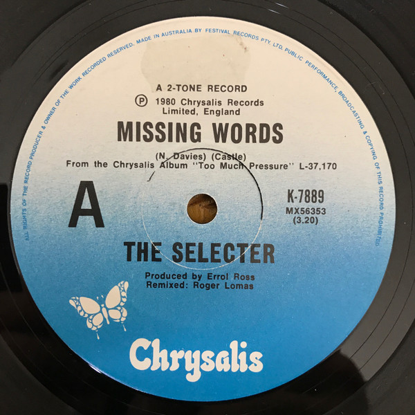 The Selecter - Missing Words | Chrysalis (K-7889) - 2
