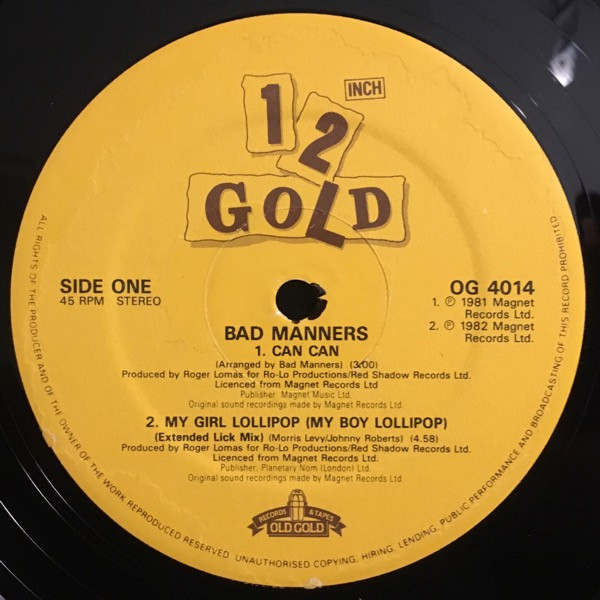 Bad Manners - Can Can / My Girl Lollipop / Walking Into Sunshine / Special Brew | Old Gold (OG 4014) - 3