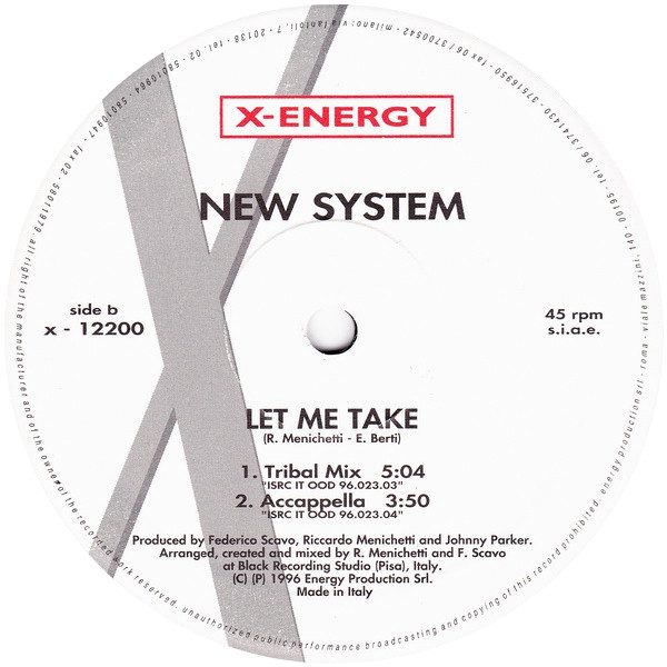 New System - Let Me Take | X-Energy Records (X-12200) - 4