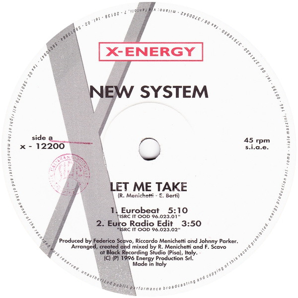 New System - Let Me Take | X-Energy Records (X-12200) - 3