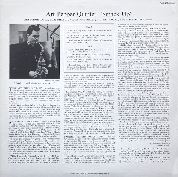 Art Pepper Quintet - Smack Up | Original Jazz Classics (OJC-176) - 2