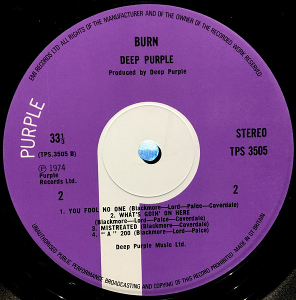 Deep Purple - Burn | Purple Records (TPS 3505) - 4