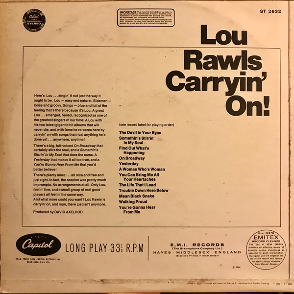 Lou Rawls - Carryin' On! | Capitol Records (ST 2632) - 2 Lou Rawls - Carryin' On! | Capitol Records (ST 2632) - 2