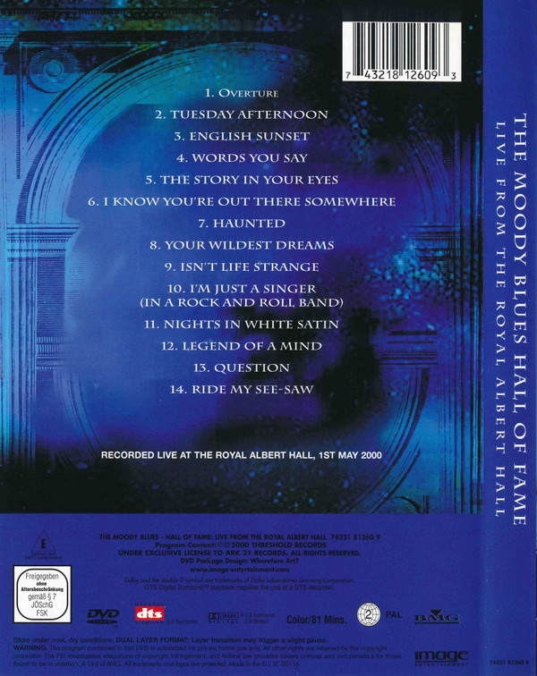 The Moody Blues - Hall Of Fame (Live From The Royal Albert Hall) | Image Entertainment (74321 81260 9) - 2