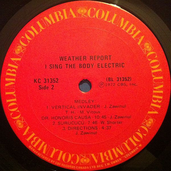 Weather Report - I Sing The Body Electric | Columbia (KC 31352) - 3