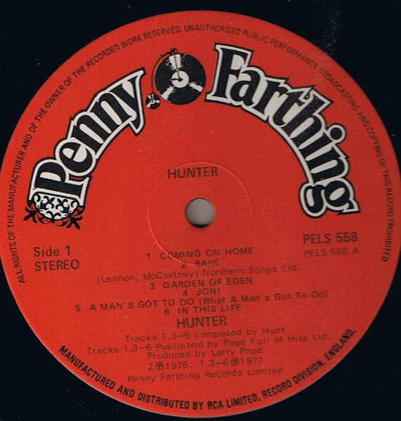 Hunter - Hunter - Vinilo | Penny Farthing (PELS 558) - 3 Hunter - Hunter - Vinilo | Penny Farthing (PELS 558) - 3