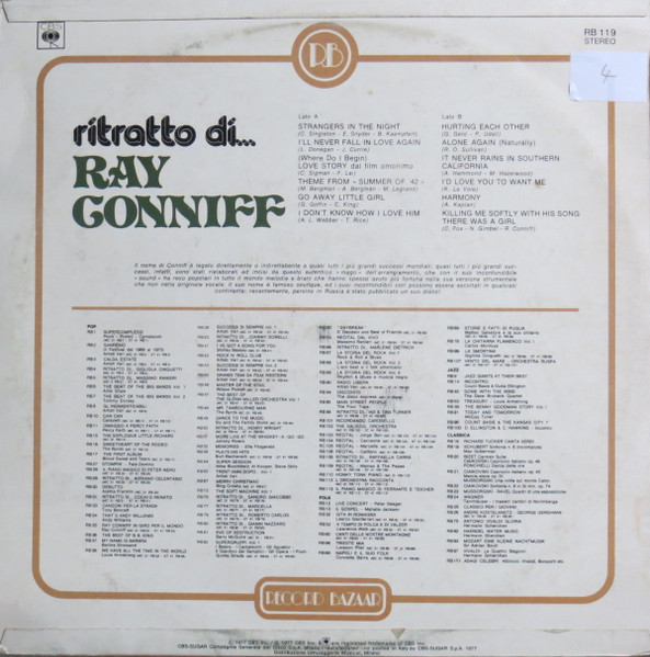 Ray Conniff - Ritratto Di Ray Conniff | Record Bazaar (RB 119) - 2 Ray Conniff - Ritratto Di Ray Conniff | Record Bazaar (RB 119) - 2