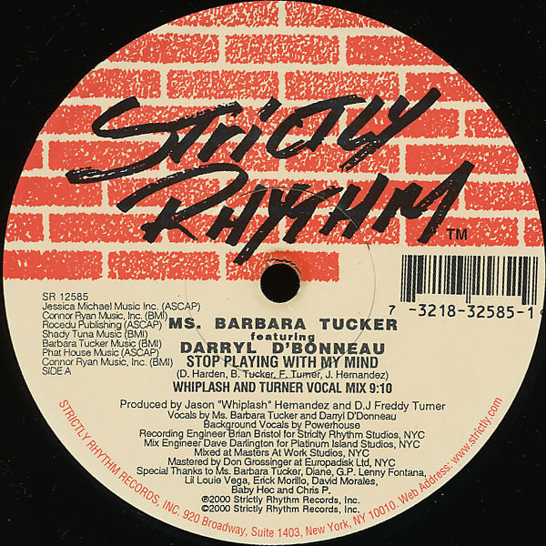 Barbara Tucker featuring Darryl D'Bonneau - Stop Playing With My Mind | Strictly Rhythm (SR 12585) - main Barbara Tucker featuring Darryl D'Bonneau - Stop Playing With My Mind | Strictly Rhythm (SR 12585) - main