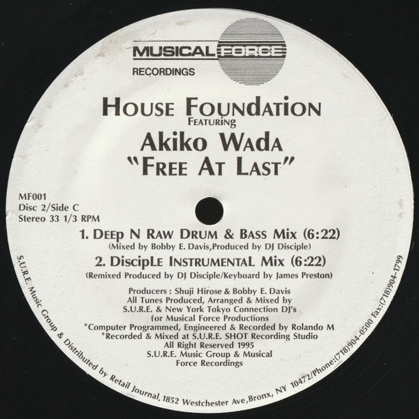 House Foundation Featuring Akiko Wada - Free At Last | Musical Force Records (MF001) - 4