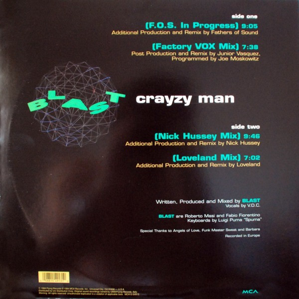Blast Featuring V.D.C. - Crayzy Man | MCA Records (MCA 12-54913) - 2 Blast Featuring V.D.C. - Crayzy Man | MCA Records (MCA 12-54913) - 2