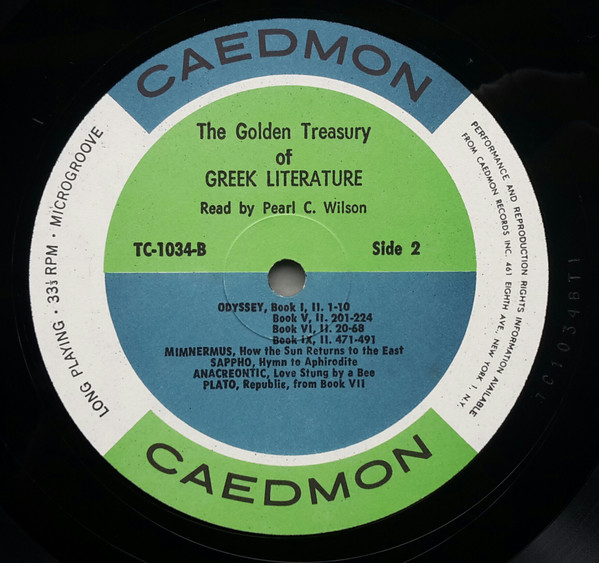 Pearl C. Wilson - The Golden Treasury of Greek Poetry and Prose | Caedmon Records (TC 1034) - 4 Pearl C. Wilson - The Golden Treasury of Greek Poetry and Prose | Caedmon Records (TC 1034) - 4