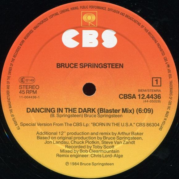 Bruce Springsteen - Dancing In The Dark | CBS (CBSA 12.4436) - 3 Bruce Springsteen - Dancing In The Dark | CBS (CBSA 12.4436) - 3