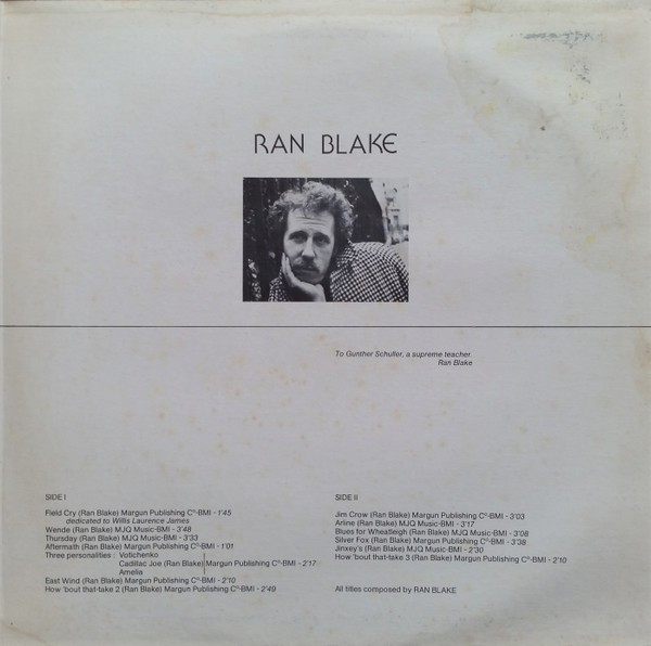 Ran Blake - Wende | Owl Records (OWL 05) - 3 Ran Blake - Wende | Owl Records (OWL 05) - 3