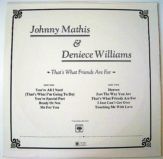 Johnny Mathis & Deniece Williams - That's What Friends Are For | Columbia (JC 35435) - 2 Johnny Mathis & Deniece Williams - That's What Friends Are For | Columbia (JC 35435) - 2