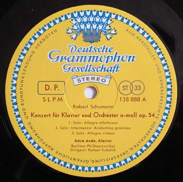 Robert Schumann ∙ Edvard Grieg , Géza Anda ∙ Rafael Kubelik , Berliner Philharmoniker - Klavierkonzerte In A-moll · Piano Concertos In A Minor | Deutsche Grammophon (138 888 SLPM) - 3