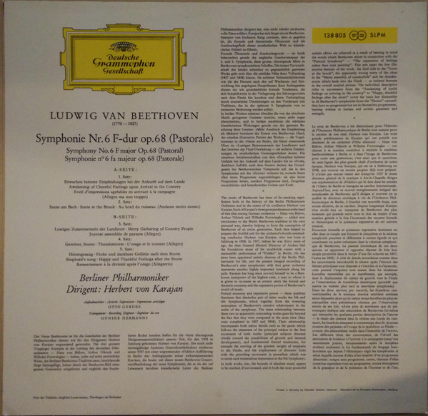 Ludwig van Beethoven / Berliner Philharmoniker , Herbert von Karajan - »Pastorale« | Deutsche Grammophon (138 805 SLPM) - 2