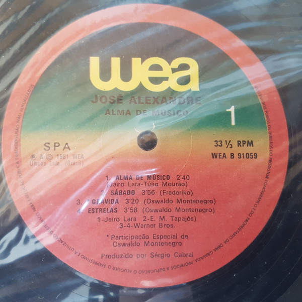 José Alexandre - Alma de Músico | WEA (WEA B 91059) - 3