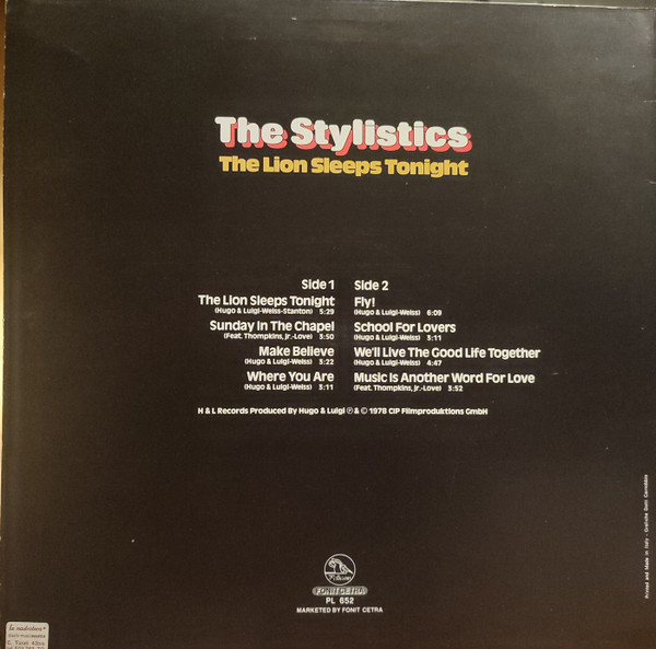 The Stylistics - The Lion Sleeps Tonight | Fonit Cetra (PL 652) - 2