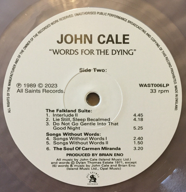 John Cale - Words For The Dying | All Saints Records (WAST006LP) - 2 John Cale - Words For The Dying | All Saints Records (WAST006LP) - 2