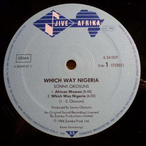 Sonny Okosun - Which Way Nigeria? | Jive (6.26009 AP) - 2