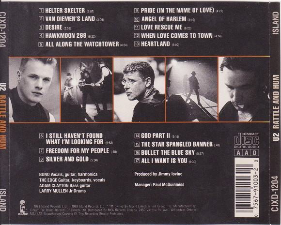 U2 - Rattle And Hum | Island Records (CIXD-1204) - 2 U2 - Rattle And Hum | Island Records (CIXD-1204) - 2