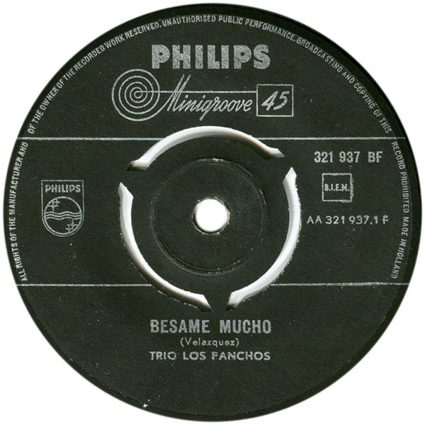 Trio Los Panchos - Bésame Mucho / Quiéreme Mucho = Yours | Philips (321 937 BF) - 3