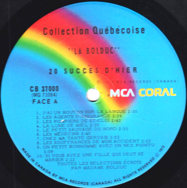 La Bolduc - Collection Québécoise : 20 Grands Succès D'Hier | MCA Coral (CB 37000) - 3 La Bolduc - Collection Québécoise : 20 Grands Succès D'Hier | MCA Coral (CB 37000) - 3