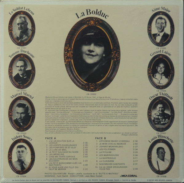 La Bolduc - Collection Québécoise : 20 Grands Succès D'Hier | MCA Coral (CB 37000) - 2 La Bolduc - Collection Québécoise : 20 Grands Succès D'Hier | MCA Coral (CB 37000) - 2