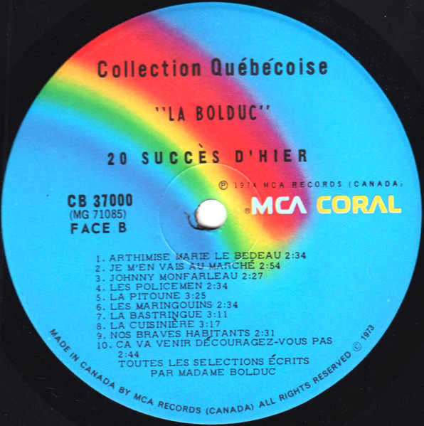 La Bolduc - Collection Québécoise : 20 Grands Succès D'Hier | MCA Coral (CB 37000) - 4 La Bolduc - Collection Québécoise : 20 Grands Succès D'Hier | MCA Coral (CB 37000) - 4