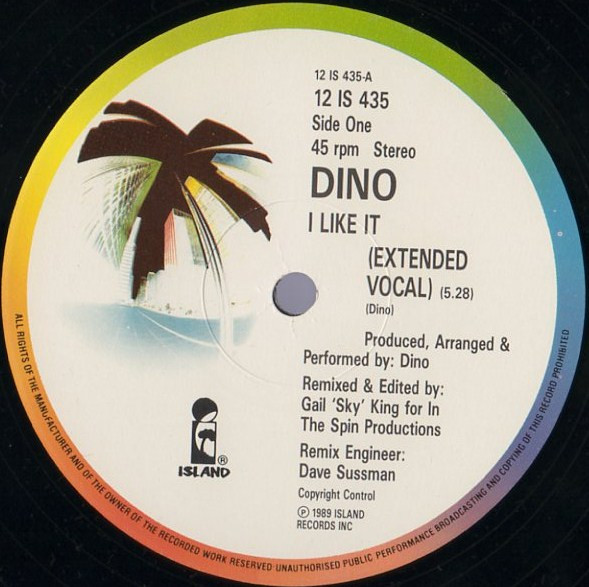 Dino - I Like It | Island Records (12 IS 435) - 3 Dino - I Like It | Island Records (12 IS 435) - 3