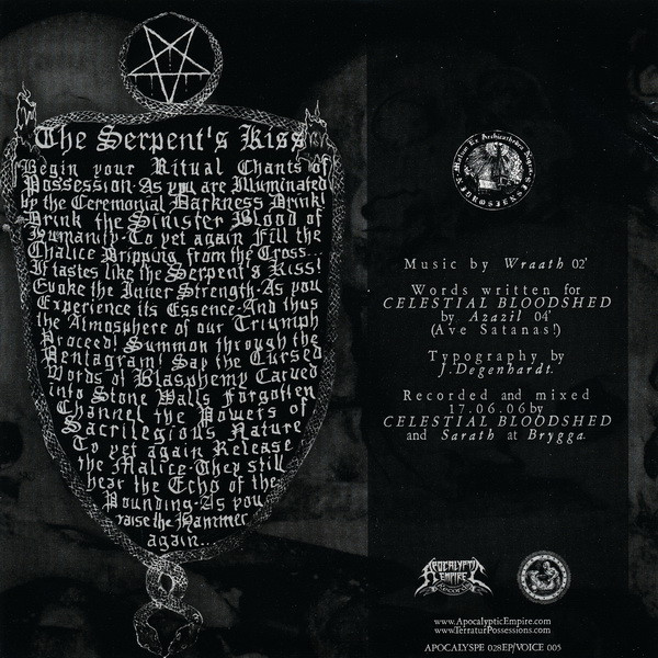 Celestial Bloodshed - The Serpent's Kiss | Apocalyptic Empire Records (APOCALYSPE 028EP) - 2 Celestial Bloodshed - The Serpent's Kiss | Apocalyptic Empire Records (APOCALYSPE 028EP) - 2