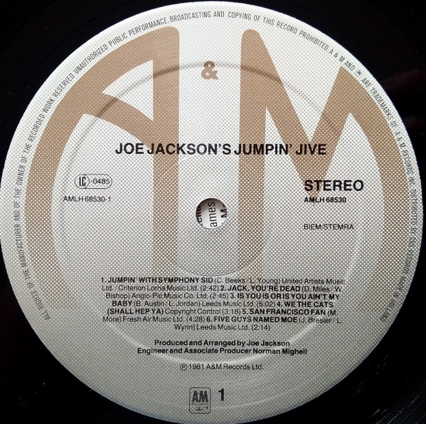 Joe Jackson - Jumpin' Jive | A&M Records (AMLH 68530) - 3 Joe Jackson - Jumpin' Jive | A&M Records (AMLH 68530) - 3