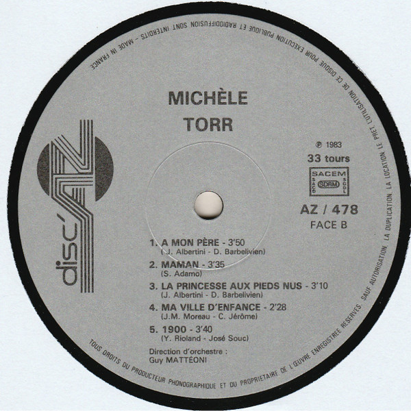 Michèle Torr - Adieu | Disc'AZ (AZ / 478) - 4