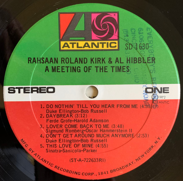 Roland Kirk & Al Hibbler - A Meeting Of The Times | Atlantic (SD 1630) - 3