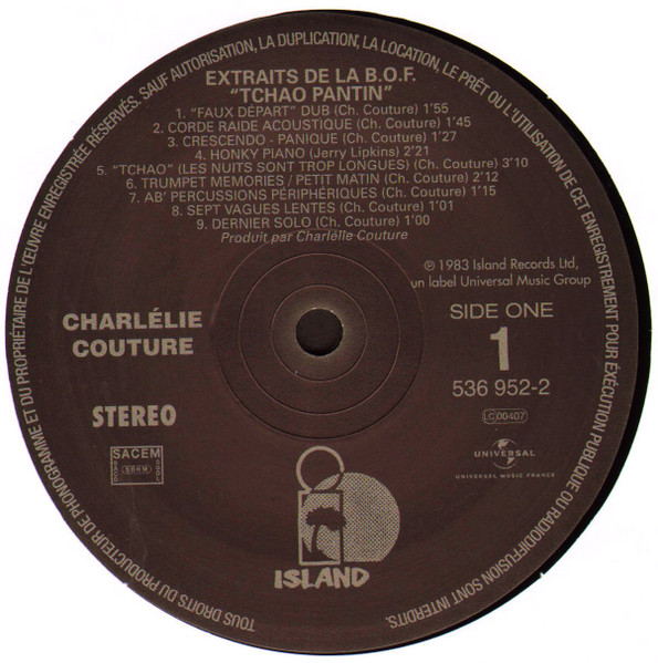 Charlélie Couture - Extraits De La Bande Originale Du Film "Tchao Pantin" | Island Records (536 952-2) - 4 Charlélie Couture - Extraits De La Bande Originale Du Film "Tchao Pantin" | Island Records (536 952-2) - 4