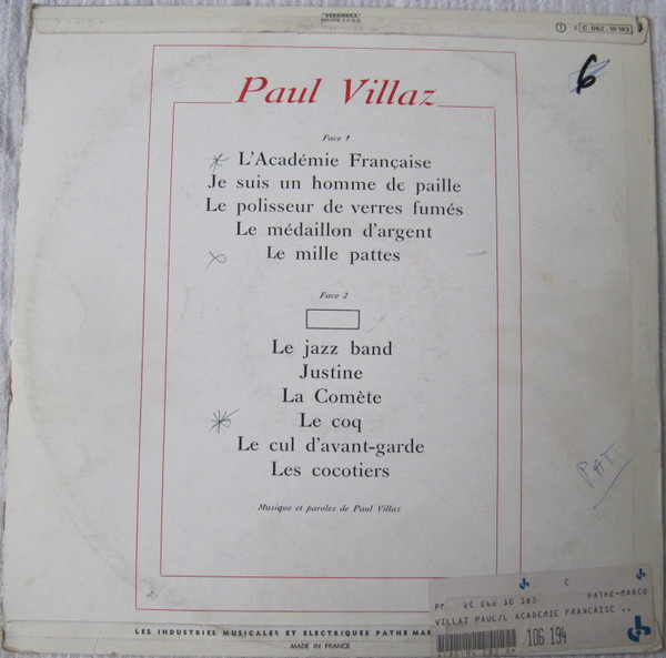 Paul Villaz - Paul Villaz | Pathé (2 C 062-10183) - 2