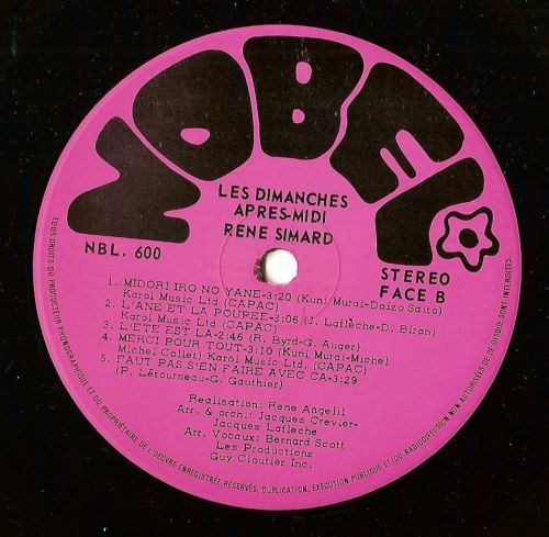 René Simard - Les Dimanches Après-midi [Vinyl] | Nobel (NBL 600) - 3