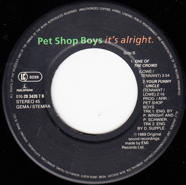 Pet Shop Boys - It's Alright | Parlophone (016-20 3420 7) - 4