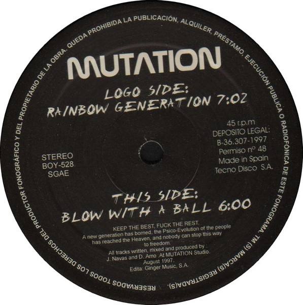 Mutation - Rainbow Generation / Blow With A Ball | Boy Records (BOY-528)